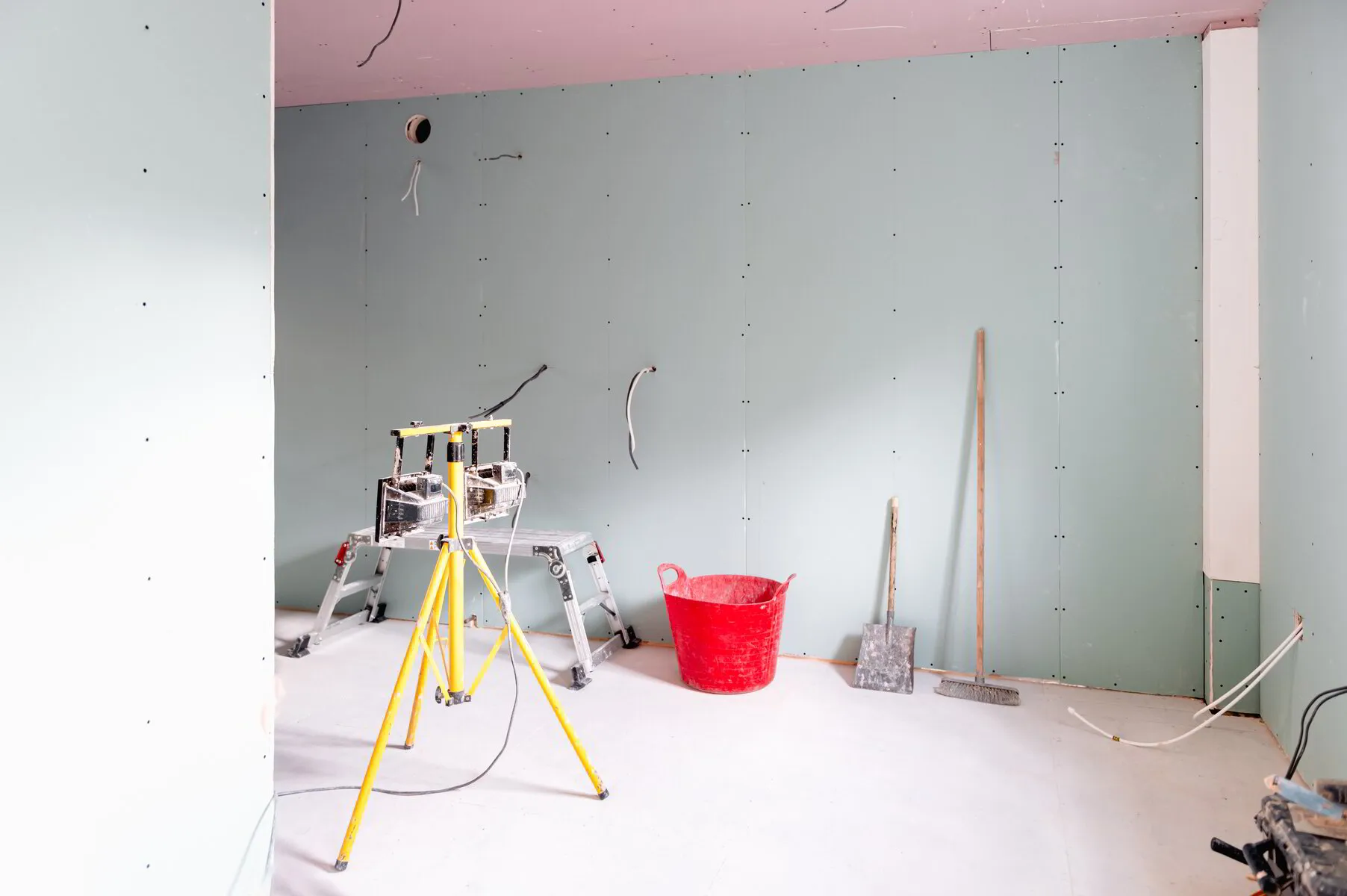 Freshly plastered smooth walls ready for painting in Dearborn
